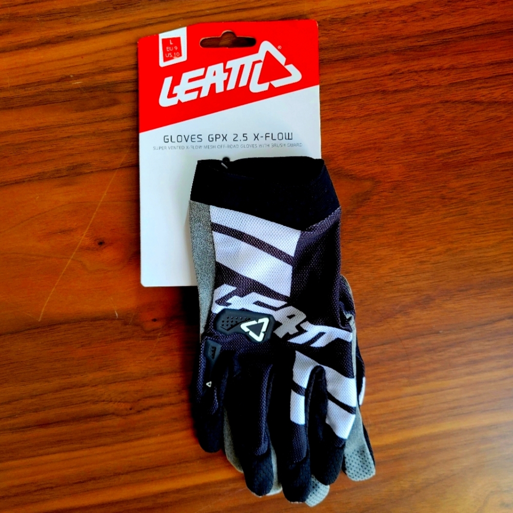Leatt Black & White & Gray Off-Road Bike Bicycle Gloves Size Large